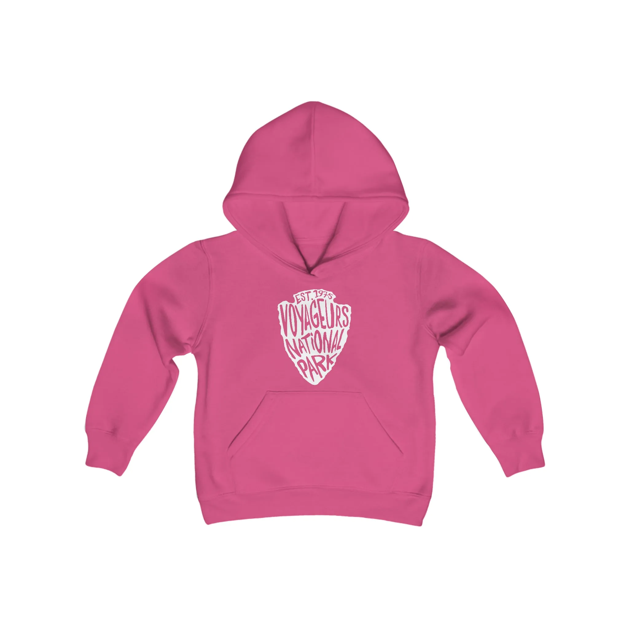 Voyageurs National Park Kids Hoodie - Arrowhead Chunky Text