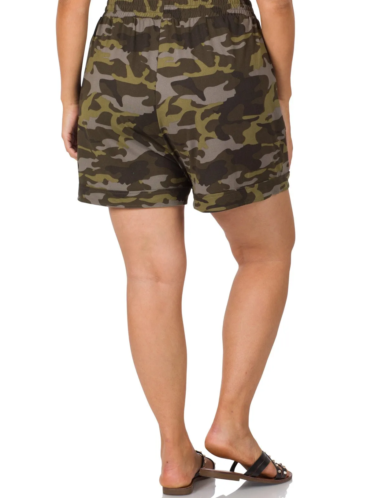 Zenana Camouflage Drawstring Waist Shorts (S-3XL)